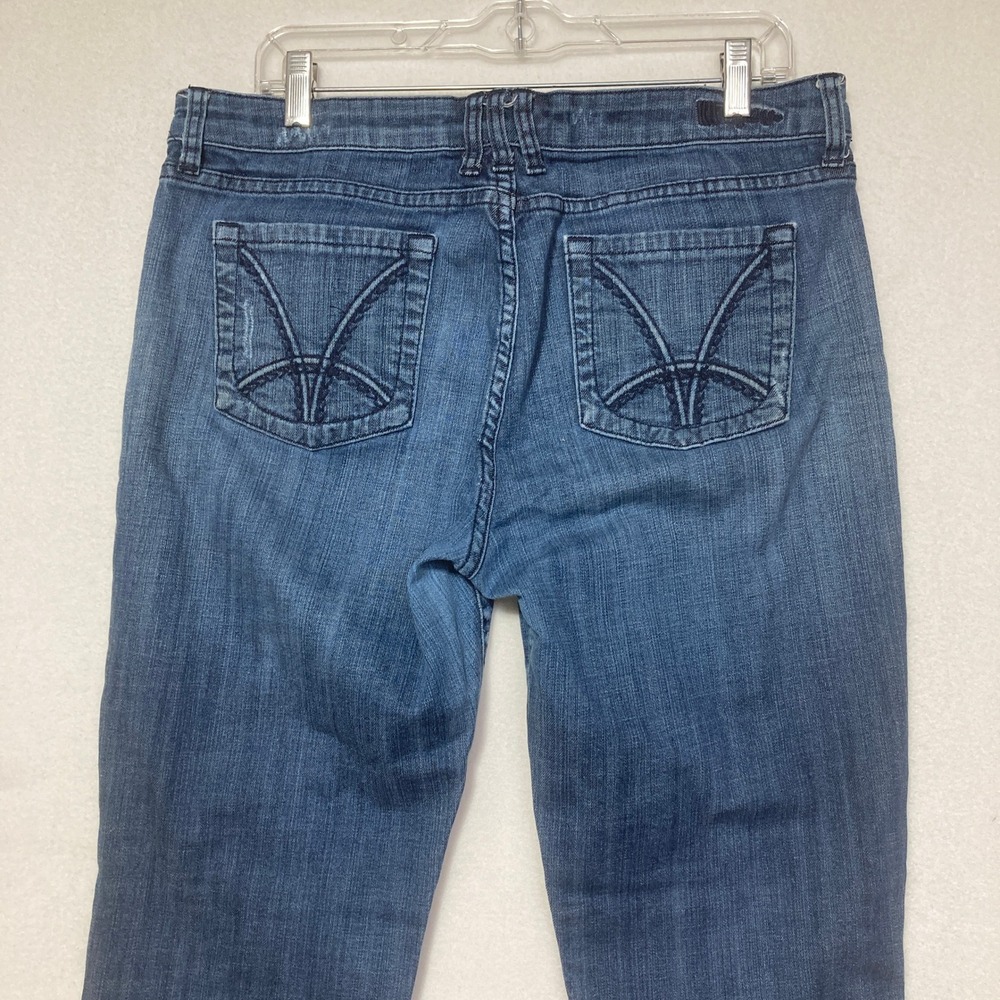 Kut from the Kloth Womens Size 12 Dark Wash Distressed Straight Leg Jeans Blue - Picture 7 of 16